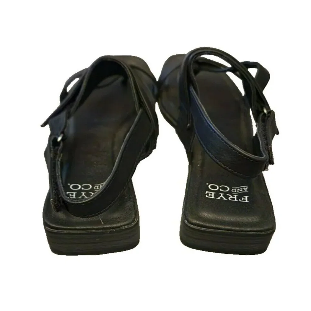Frye and Co. Cassia Flat Sandals Black Adjustable Strap Size 6 M - Picture 3 of 9